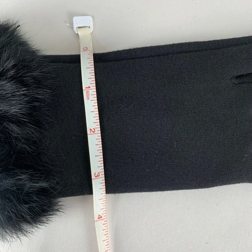 Set of Two Angela William Touchscreen Winter Gloves Faux Fur Trim Black + Brown